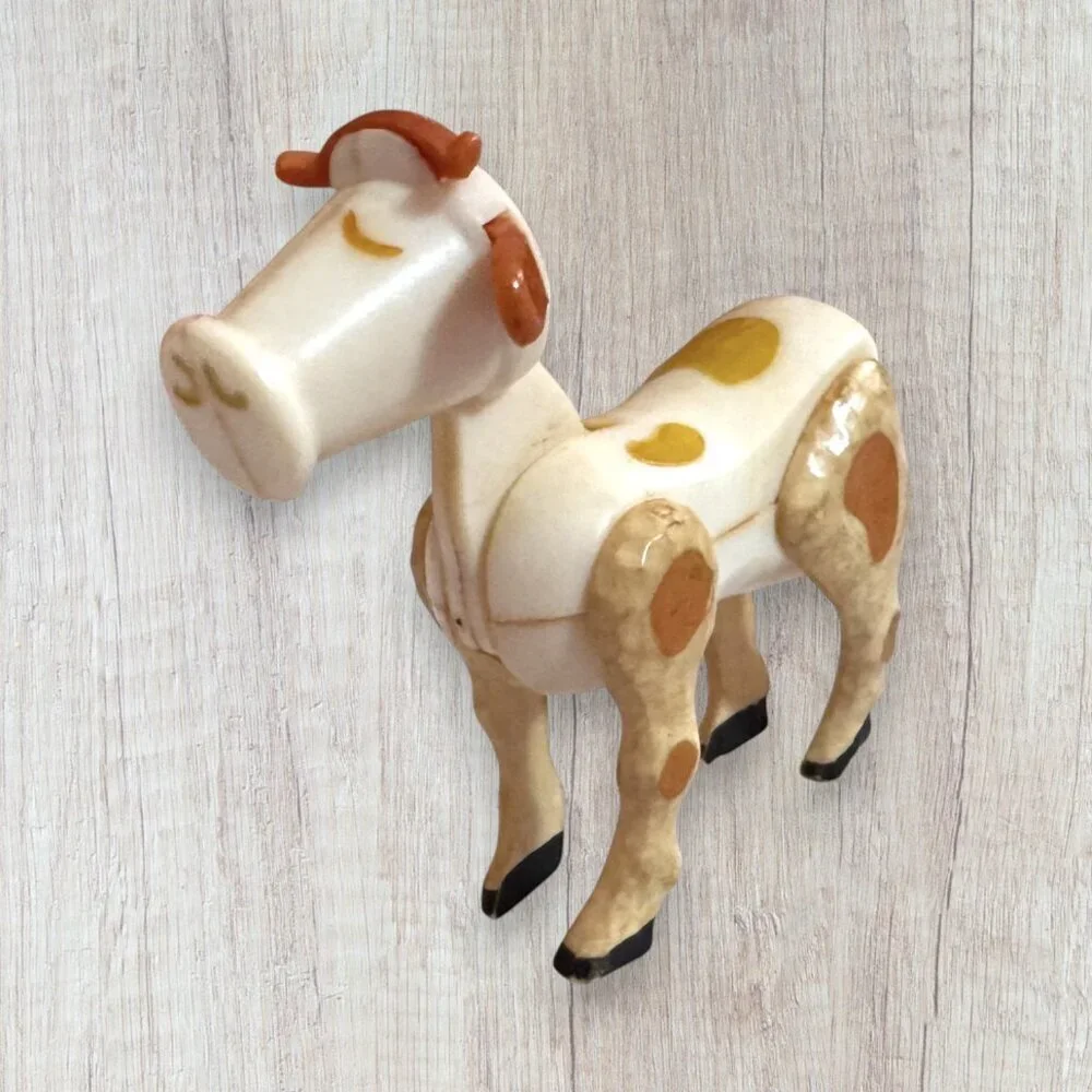 Vintage Fisher Price Wooden Farm Animals Cow Figures Chicken Farmer Lot